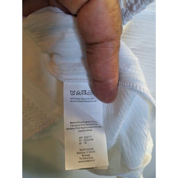 YEST Women's White Gauzy Cotton Button Up Shirt Women's Sz 10 Crochet Bohemian - Picture 10 of 12